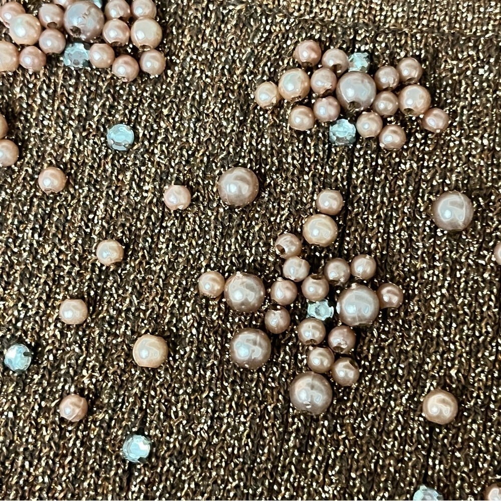 Vintage Just One Metallic Brown Gold Beaded Tank Top L | 80s Y2K Party Glam - Picture 9 of 10